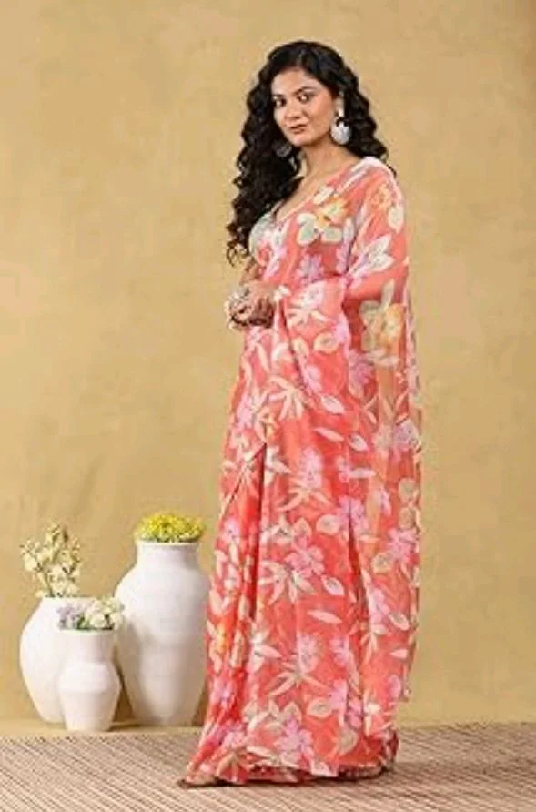 Garden Vareli Floral Print Nara Chiffon Saree