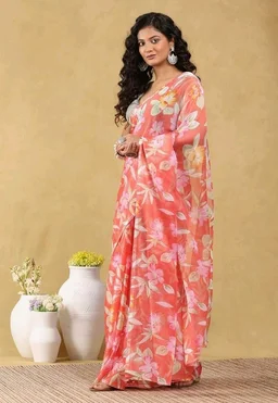 Garden Vareli Floral Print Nara Chiffon Saree