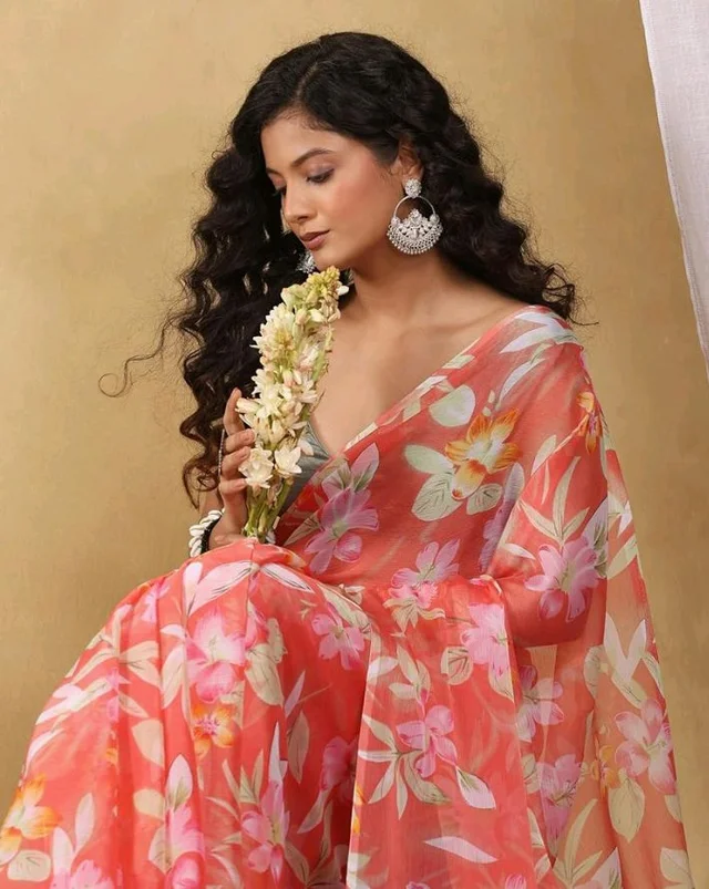 Garden Vareli Floral Print Nara Chiffon Saree
