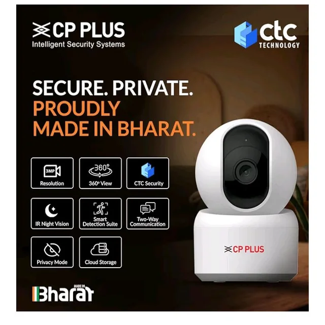 CP PLUS 3MP Smart Wi-Fi CCTV Camera | 360° Pan & Tilt | CTC Cyber Secure Tech | View & Talk | Smart Detection Suite | Night Vision | Cloud Storage | Supports OK Google | CP-E35Q
2K+ bought in past month
