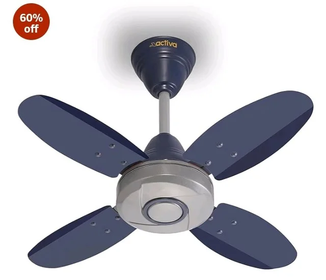 ACTIVA Ornet 600mm Ceiling Fan for Kitchen & Small Rooms | 4 Blade High Speed Fan | 850 RPM Powerful Air Delivery | Anti-Dust Coating | Energy Efficient Ceiling Fan | 2 Years Warranty | Silver Blue
2K+ bought in past month