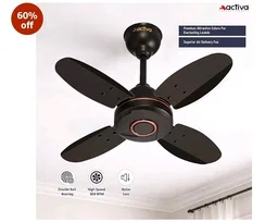 ACTIVA Ornet 600mm Ceiling Fan for Kitchen & Small Rooms | 4 Blade High Speed Fan | 850 RPM Powerful Air Delivery | Anti-Dust Coating | Energy Efficient Ceiling Fan | 2 Years Warranty | Smoke Brown