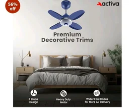 ACTIVA Gracia 600 MM BLDC Ceiling Fan | 4 Blades | 28 Watt | Noiseless Motor with LED Light | Remote Control | Reversible Mode, Timer, Energy Saving, come with 5 Years Warranty (Sparkle Blue)