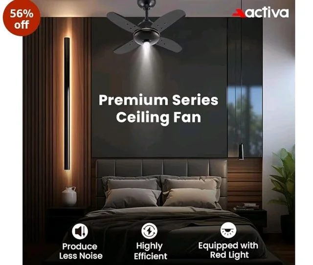 ACTIVA Gracia 600MM BLDC Ceiling Fan with LED Light | BEE 5 Star Rated | 28W Energy Saving Motor | 4 Blade High Speed | Remote Control | Reversible Mode & Timer | 5 Years Warranty | Smoke Brown