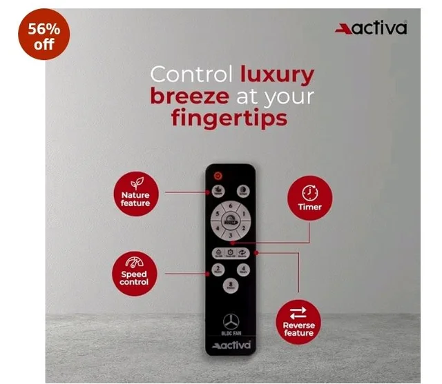 ACTIVA Gracia 600MM BLDC Ceiling Fan with LED Light | BEE 5 Star Rated | 28W Energy Saving Motor | 4 Blade High Speed | Remote Control | Reversible Mode & Timer | 5 Years Warranty | Smoke Brown