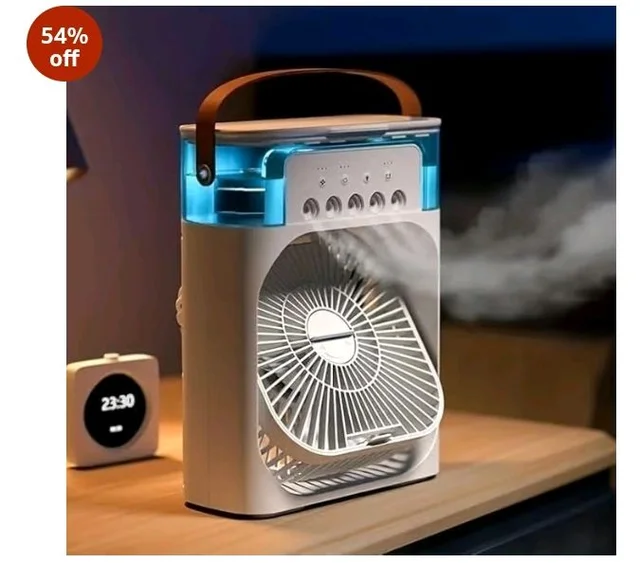 KRISHNPRIYA Mist Fan with 5 Hole Spray, Efficient Cooling for Home, Office, and Outdoor Spaces, Ultra-Quiet and Portable.Portable Mist Fan with 5 Hole Mist Spray, Ultra-Quiet, High-Output Cooling