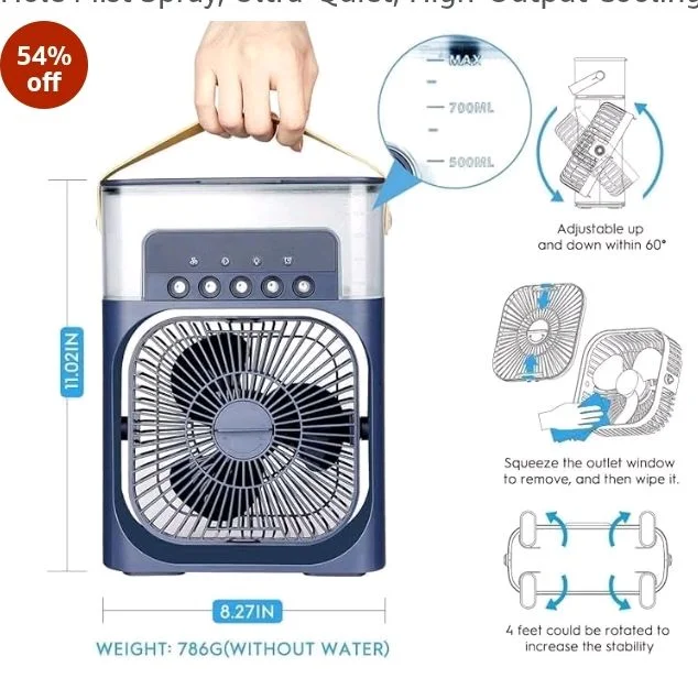 KRISHNPRIYA Mist Fan with 5 Hole Spray, Efficient Cooling for Home, Office, and Outdoor Spaces, Ultra-Quiet and Portable.Portable Mist Fan with 5 Hole Mist Spray, Ultra-Quiet, High-Output Cooling