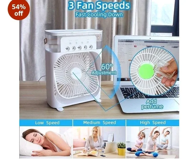 KRISHNPRIYA Mist Fan with 5 Hole Spray, Efficient Cooling for Home, Office, and Outdoor Spaces, Ultra-Quiet and Portable.Portable Mist Fan with 5 Hole Mist Spray, Ultra-Quiet, High-Output Cooling