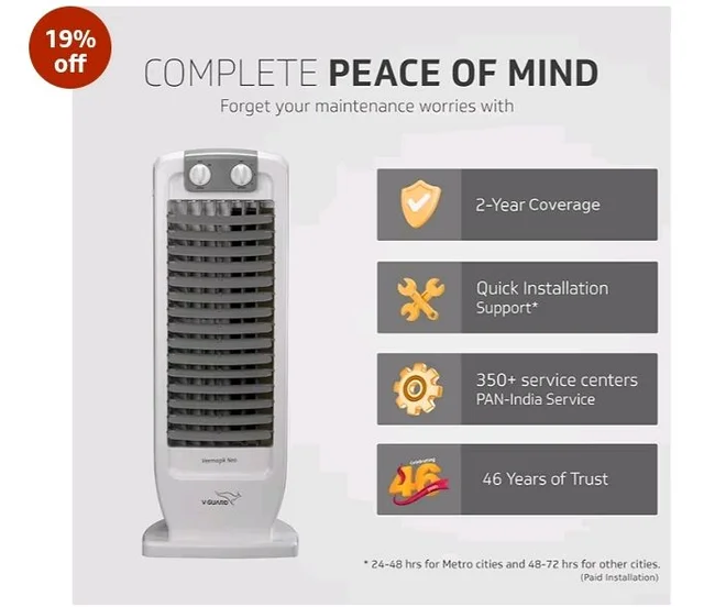 V-Guard Veemagik Neo 17 (43.5cm) Tower Fan|18-Months Warranty|Grey White
1300 RPM | 2401 CFM Air Flow | Durable Construction | Extensive Support