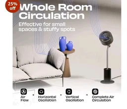 NUUK HALO v2 3D Air Circulation Tower Fan with Mood Lamp | Super Silent Remote Controlled Standing BLDC Fan | 12 Wind Speeds & 4 Fan Modes | 120˚ Horizontal & 90˚ Vertical Oscillation | 3 NIDEC Motors
