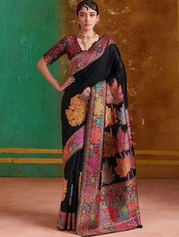 WOMEN'S Kashmiri Cotton Patola Saree for Women | Cotton Saree | Sarees with Unstitched Blouse
