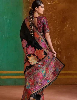 WOMEN'S Kashmiri Cotton Patola Saree for Women | Cotton Saree | Sarees with Unstitched Blouse