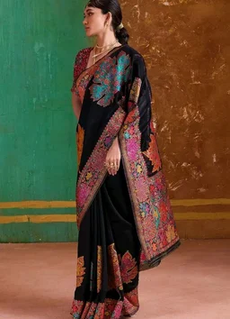 WOMEN'S Kashmiri Cotton Patola Saree for Women | Cotton Saree | Sarees with Unstitched Blouse