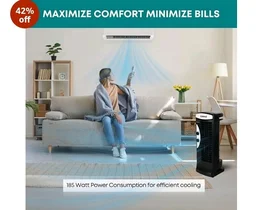 Libra coolX Tower Fan | Electric Standing Fan with 3 speeds | Bedroom, Indoor, Office & Home Use | Bladeless Fan With 2401 CFM | 43.5 CM Sweep Size for a Room Coverage(Black)