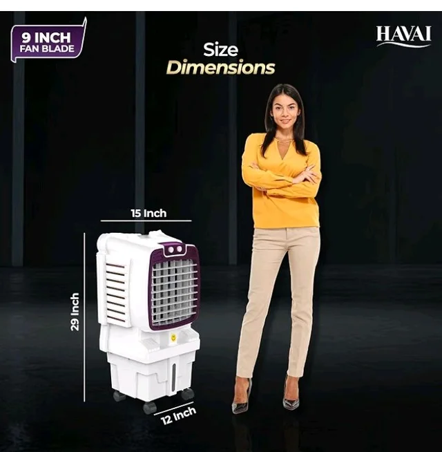 Havai Arizona 9 Mini Personal Air Cooler | India’s First 9-Inch Blade Cooler | 2600 RPM | 5 Ft Air Throw | 3-Side Honeycomb | 12L Tank Capacity | Motorised Louvers | 80W | Ideal for 50 Sq Ft