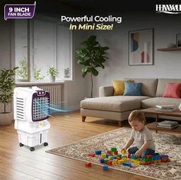 Havai Arizona 9 Mini Personal Air Cooler | India’s First 9-Inch Blade Cooler | 2600 RPM | 5 Ft Air Throw | 3-Side Honeycomb | 12L Tank Capacity | Motorised Louvers | 80W | Ideal for 50 Sq Ft