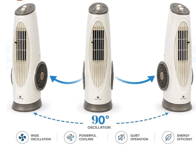 SKYTONE Tower Fan For Room Bladeless, 90° Oscillation & Swivel Action, Knob Control Panel With 3 Speeds, Powerful and Quiet Airflow, Aromatherapy Fan for Home, Office, Kitchen