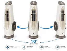 SKYTONE Tower Fan For Room Bladeless, 90° Oscillation & Swivel Action, Knob Control Panel With 3 Speeds, Powerful and Quiet Airflow, Aromatherapy Fan for Home, Office, Kitchen