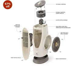 SKYTONE Tower Fan For Room Bladeless, 90° Oscillation & Swivel Action, Knob Control Panel With 3 Speeds, Powerful and Quiet Airflow, Aromatherapy Fan for Home, Office, Kitchen