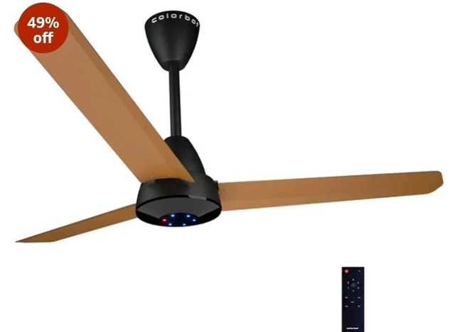 Colorbot Helix BLDC Ceiling Fans 1200mm | BEE 5 Star Rated Power Saver | AeroQuiet+ Technology | 370 RPM | Remote Control (Boost, Timer, LED, Reverse Mode) | 4 Years Warranty (Urban Oak)