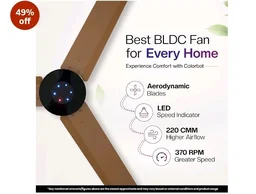 Colorbot Helix BLDC Ceiling Fans 1200mm | BEE 5 Star Rated Power Saver | AeroQuiet+ Technology | 370 RPM | Remote Control (Boost, Timer, LED, Reverse Mode) | 4 Years Warranty (Urban Oak)