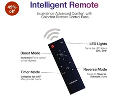 Colorbot Helix BLDC Ceiling Fans 1200mm | BEE 5 Star Rated Power Saver | AeroQuiet+ Technology | 370 RPM | Remote Control (Boost, Timer, LED, Reverse Mode) | 4 Years Warranty (Urban Oak)