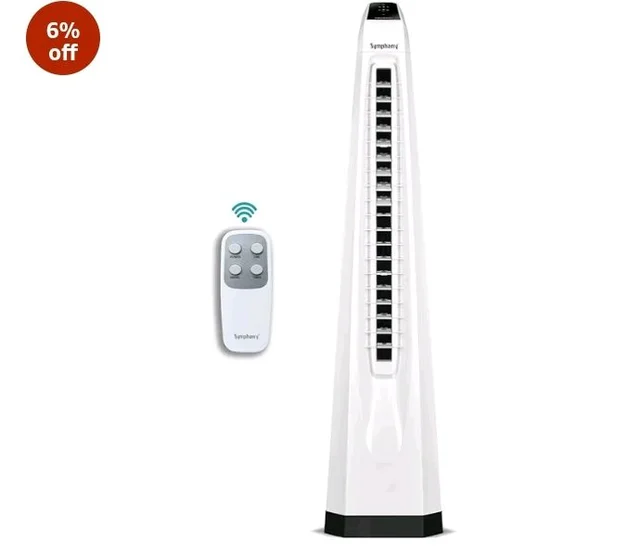 Symphony Surround-i Bladeless Tower Fan for Room | High-Speed with Swivel Action, Touchscreen Control Panel & Remote | 1 Year Warranty | White
6%
off