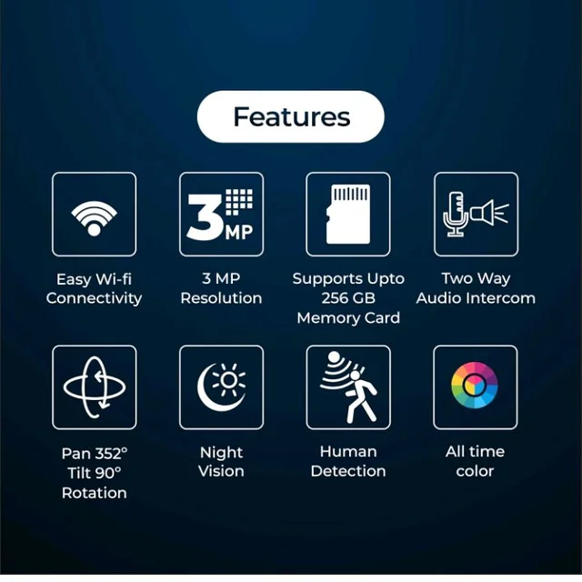 Trueview 3MP Wi-Fi ATC Robot Camera | BIS-ER (STQC Certified) WiFi CCTV Camera | All Time Color Night Vision | Pan Tilt | Smart Tracking | 2-Way Audio | Memory Card & Cloud | Alexa | T18296S
50+ bought in past month