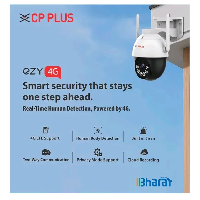 CP PLUS 3MP Outdoor CCTV Camera for Home | 4G SIM-Based Wireless Security Camera | CTC Cyber Secure Tech | Human Detection | Motion Alerts | IR Night Vision 30M | SD Card Recording | EZ-S35T
500+ bought in past month