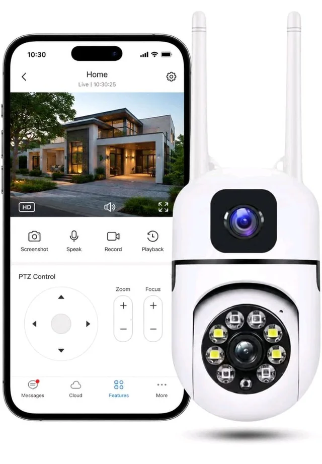 JB Supar4+4MP Smart WiFi PTZ CCTV Camera for Home Outdoor | 360° View | Color Night Vision | Two Way Audio | Wireless Security Camera with Mobile App V380 Pro (Dual Lens Mini Dome3)
79%
off