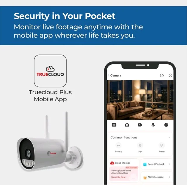 Trueview 3MP All Time Color Wi-Fi Smart Bullet CCTV Security Camera | Two-Way Audio | Human Detection IP66 Waterproof Supports Upto 256GB Memory Card | Alexa Compatible T18295S 2026 Edition
200+ bought in past month
28%
off