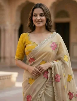 Yashika Women's Nylon Organza Saree with Blouse Piece for Traditional Ethnic Wear Sari
100+ bought in past month