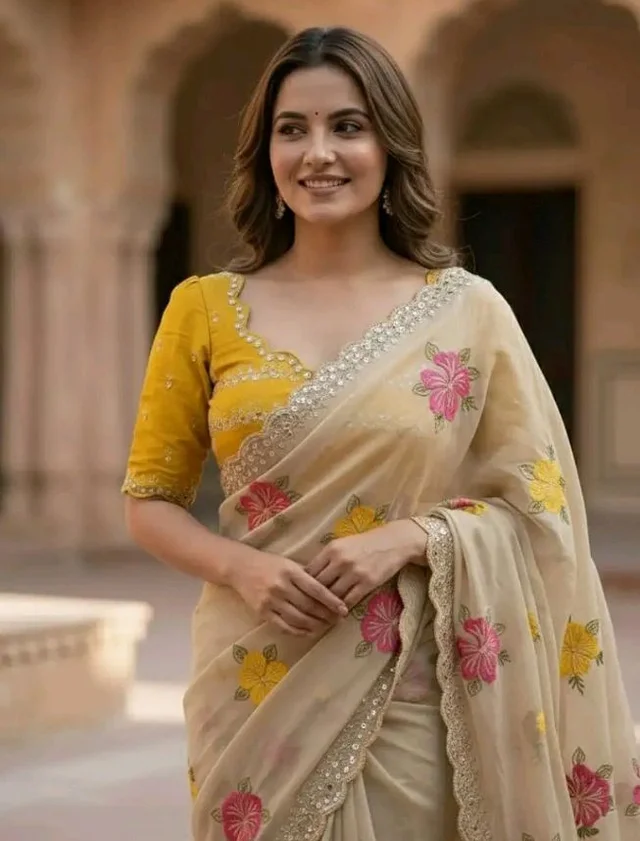 Yashika Women's Nylon Organza Saree with Blouse Piece for Traditional Ethnic Wear Sari
100+ bought in past month