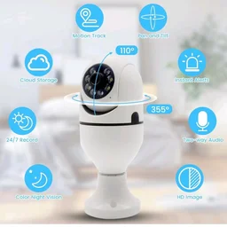 Eyetech 4Mp WiFi Bulb CCTV Camera for Home Security | 360° Rotation | Color Night Vision | Motion Detection Two-Way Audio | Wireless Light Bulb Camera with Mobile App V380 Pro (Heavy Light Camera)
300+ bought in past month