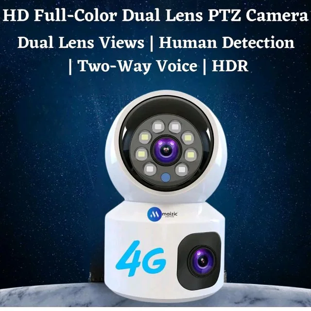 Maizic Smarthome 5+5MP Outdoor 4G SIM Camera | Dual Lens Dual Screen | No WiFi | Color Night Vision | Motion Detection | IP66 Waterproof
48%
off