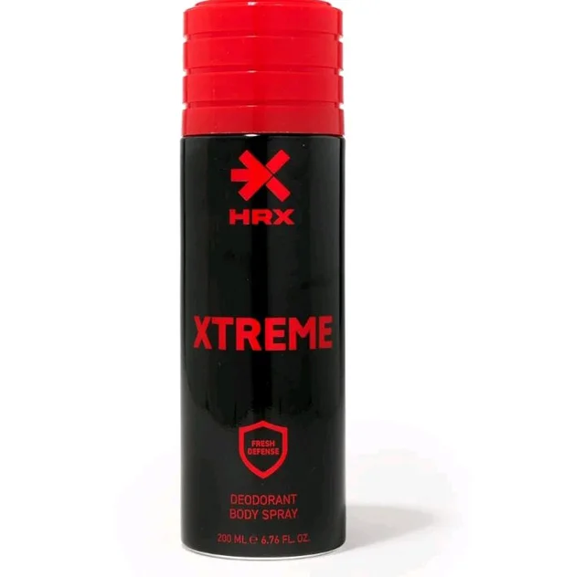 HRX Xtreme Deodorant Body Spray - Warm, Spicy Men's Deodorant - Body Spray for Men with Cardamom, Leather, Oud Notes - 200 ml