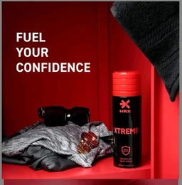 HRX Xtreme Deodorant Body Spray - Warm, Spicy Men's Deodorant - Body Spray for Men with Cardamom, Leather, Oud Notes - 200 ml