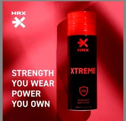 HRX Xtreme Deodorant Body Spray - Warm, Spicy Men's Deodorant - Body Spray for Men with Cardamom, Leather, Oud Notes - 200 ml