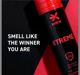 HRX Xtreme Deodorant Body Spray - Warm, Spicy Men's Deodorant - Body Spray for Men with Cardamom, Leather, Oud Notes - 200 ml