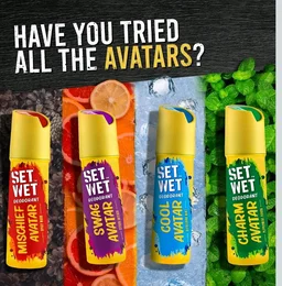 SET WET Deodorant Spray Perfume Cool, Charm & Swag Avatar for men, 150ml (Pack of 3)