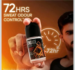 Engage Amber Fresh Underarm Roll On for Man|72 Hour Sweat & Odour Protection|Advanced Antiperspirant Deodorant Formula| FreshEncap Technology|0% Alcohol|Non Sticky Deo|Dermatologically tested|50ml