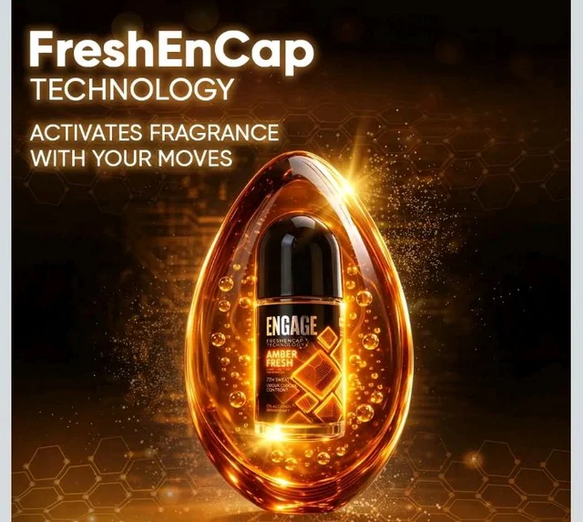Engage Amber Fresh Underarm Roll On for Man|72 Hour Sweat & Odour Protection|Advanced Antiperspirant Deodorant Formula| FreshEncap Technology|0% Alcohol|Non Sticky Deo|Dermatologically tested|50ml