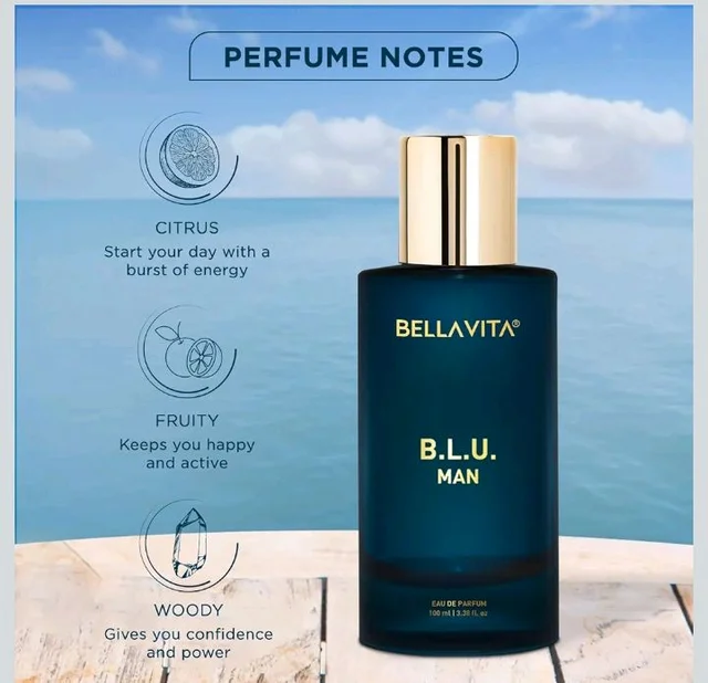 Bella Vita Luxury B.L.U Man Eau De Parfum Perfume with Lemon, Black Pepper, Orris, Musk|Premium, Long Lasting Fresh Aromatic Fragrance for Men, 100 ML
600+ bought in