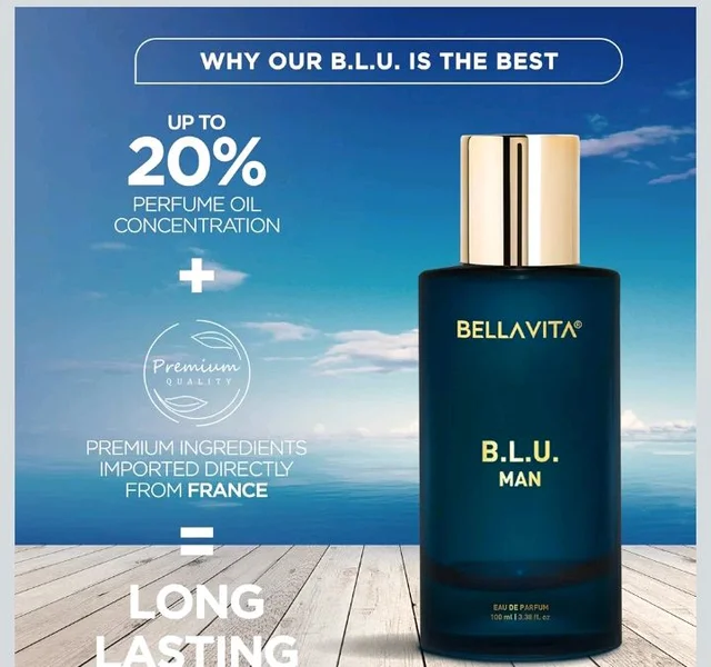 Bella Vita Luxury B.L.U Man Eau De Parfum Perfume with Lemon, Black Pepper, Orris, Musk|Premium, Long Lasting Fresh Aromatic Fragrance for Men, 100 ML
600+ bought in