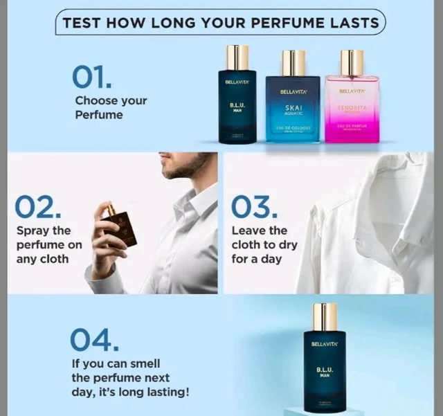 Bella Vita Luxury B.L.U Man Eau De Parfum Perfume with Lemon, Black Pepper, Orris, Musk|Premium, Long Lasting Fresh Aromatic Fragrance for Men, 100 ML
600+ bought in