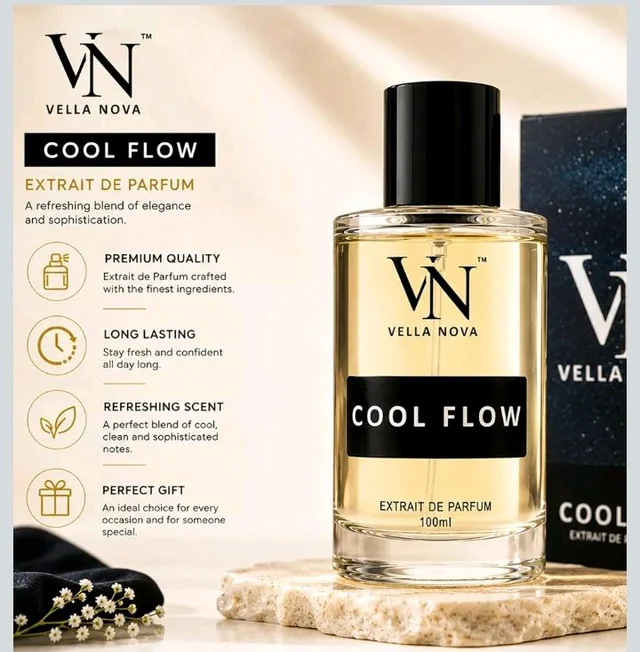 VELLA NOVA Cool Flow Extrait De Parfum 100ml for Men & Women | Fresh Aquatic, Ocean Fragrance | Long - Lasting Daily Wear