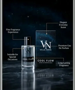 VELLA NOVA Cool Flow Extrait De Parfum 100ml for Men & Women | Fresh Aquatic, Ocean Fragrance | Long - Lasting Daily Wear