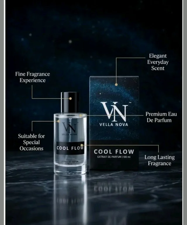 VELLA NOVA Cool Flow Extrait De Parfum 100ml for Men & Women | Fresh Aquatic, Ocean Fragrance | Long - Lasting Daily Wear