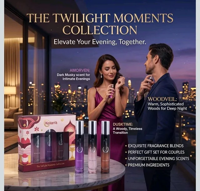 Twilight Moments Unisex Perfume Gift Set – 3 x 18ml Eau De Parfum | Long Lasting Premium Fragrance Kit for Men & Women | Romantic, Woody & Earthy Luxury Scents – Amorven, Dusktime & Woodveil | Travel-Friendly Gift Set for Evenings & Special Occasions