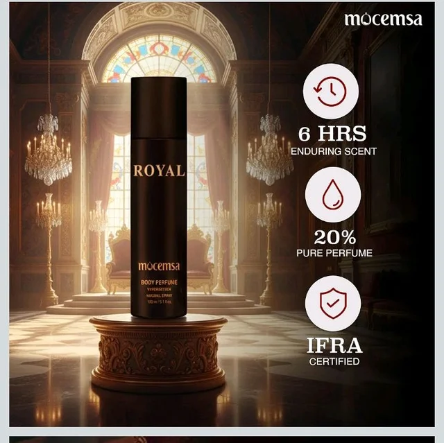 Mocemsa Royal Body Perfume for Men | Rich Woody & Aromatic Fragrance | Long-Lasting No Gas Deodorant | Signature Scent for Everyday, Office & Night Out | Premium Men’s Body Spray | 150ml
